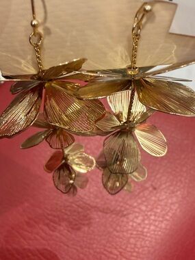 Camila Coelho Gold Floral Cascade Earrings NWT